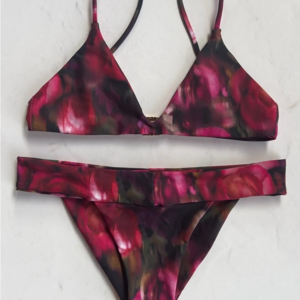 Skatie Pink and Black Bikini Set Swimwear